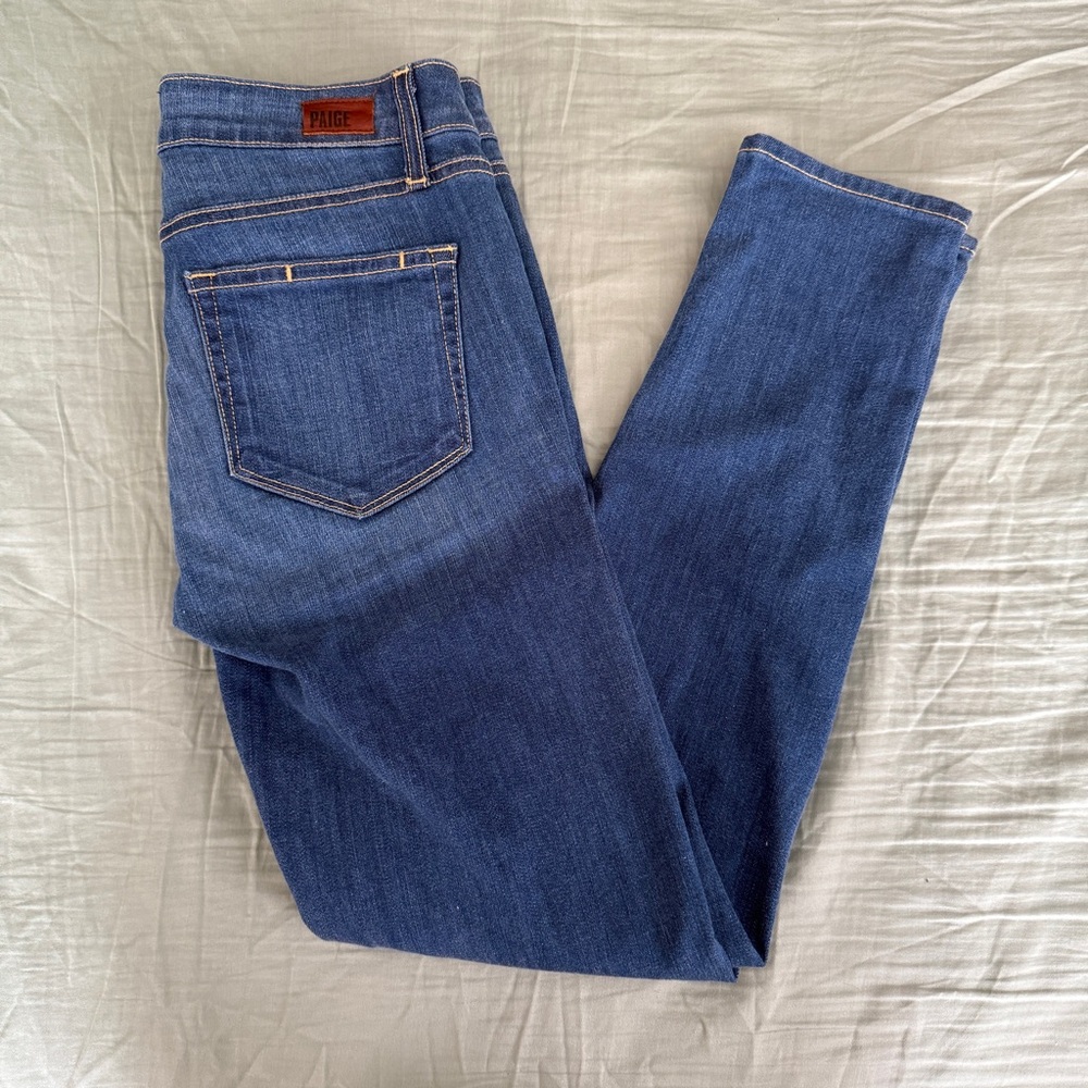Paige Verdugo Ankle Jeans in Angelina Medium Wash Skinny Leg Cropped Ankle